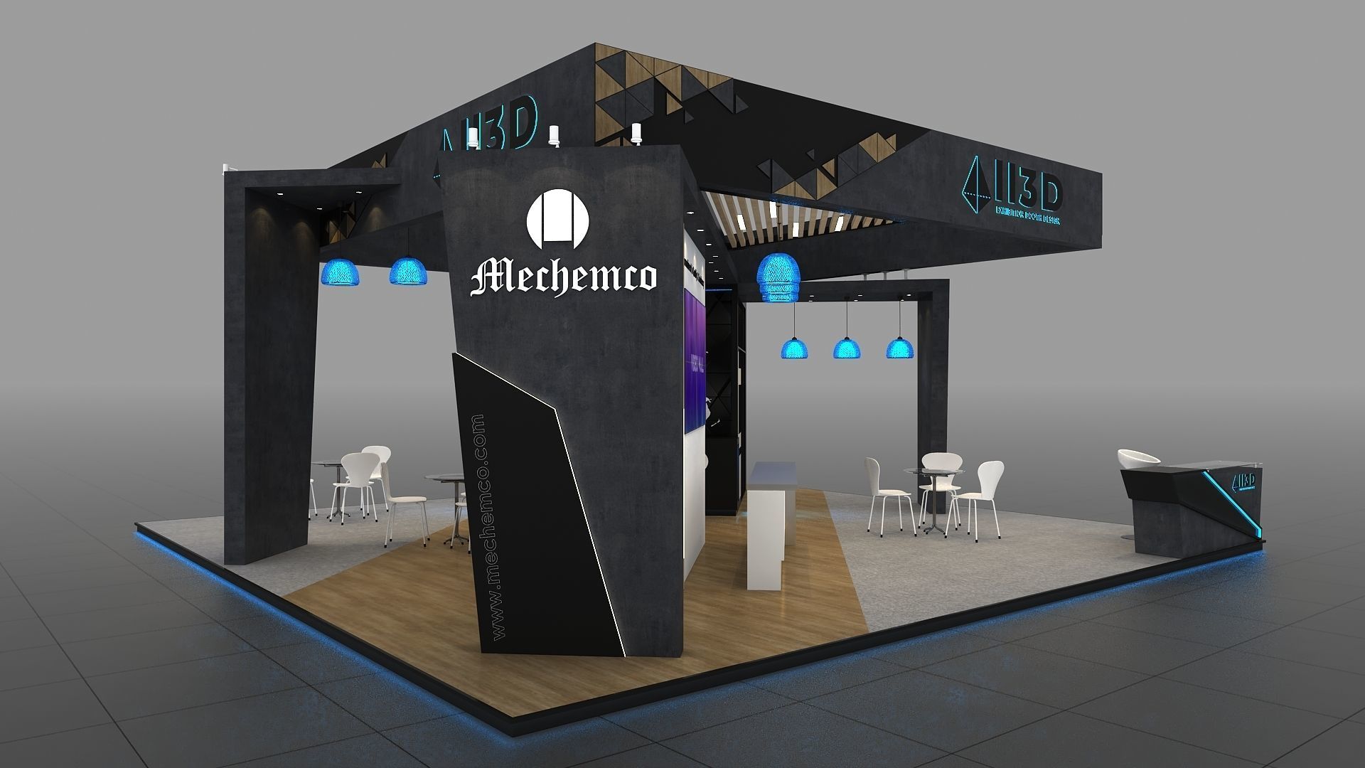 Exhibition Stand Stall Two Side Open 9X9 3D model_2