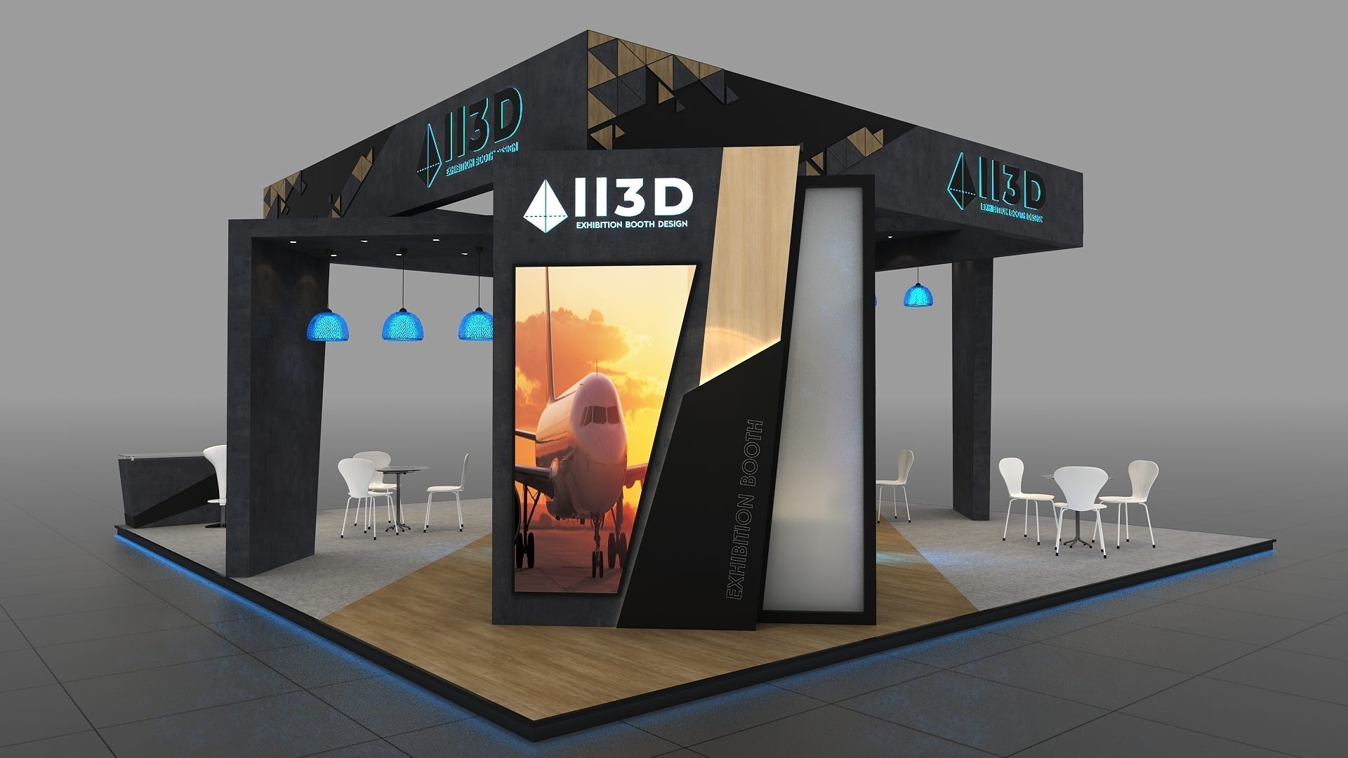 Exhibition Stand Stall Two Side Open 9X9 3D model_3