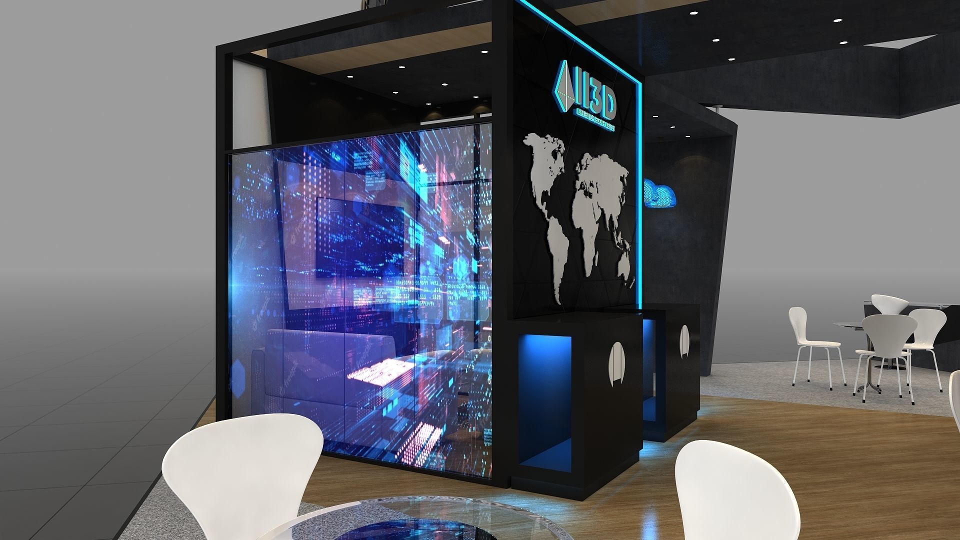 Exhibition Stand Stall Two Side Open 9X9 3D model_8
