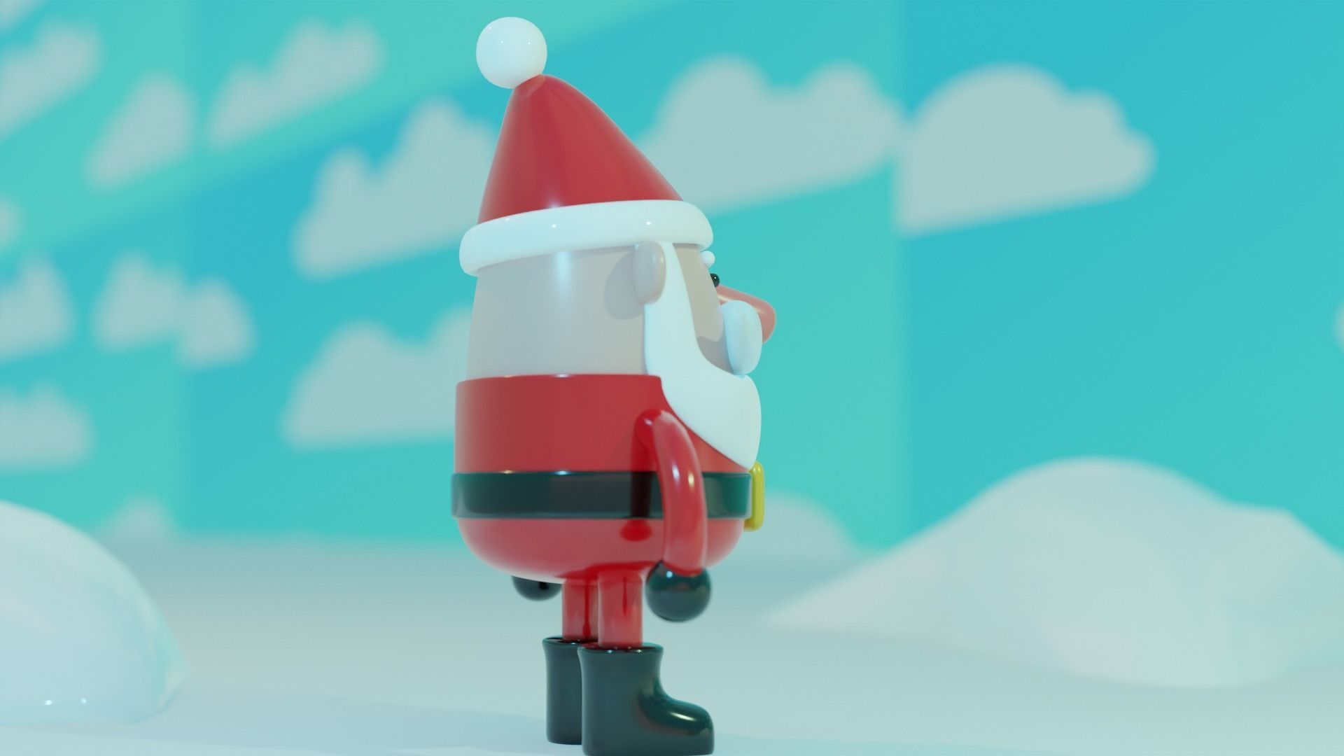 Santa Clause Low-poly 3D model_3