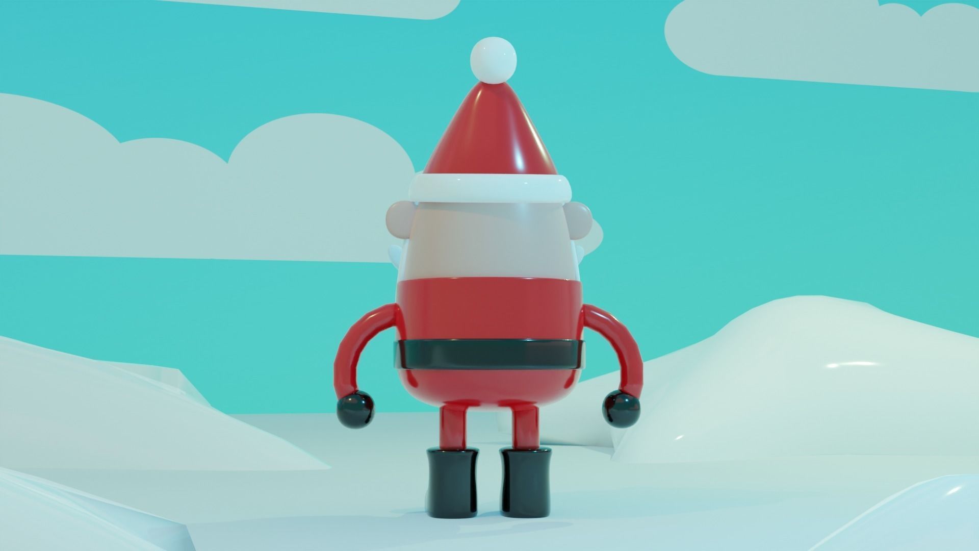 Santa Clause Low-poly 3D model_2
