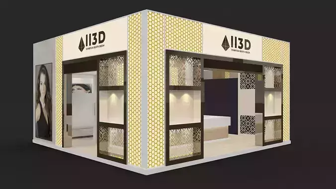 Exhibition Stand Stall Three Side Open 6X6 3D model