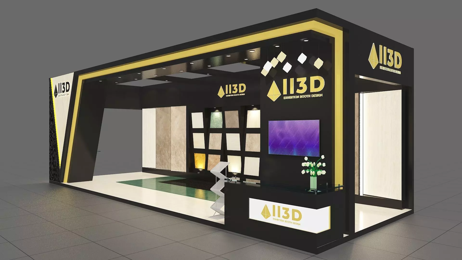 Exhibition Stand Stall Two Side Open 11X4 3D model