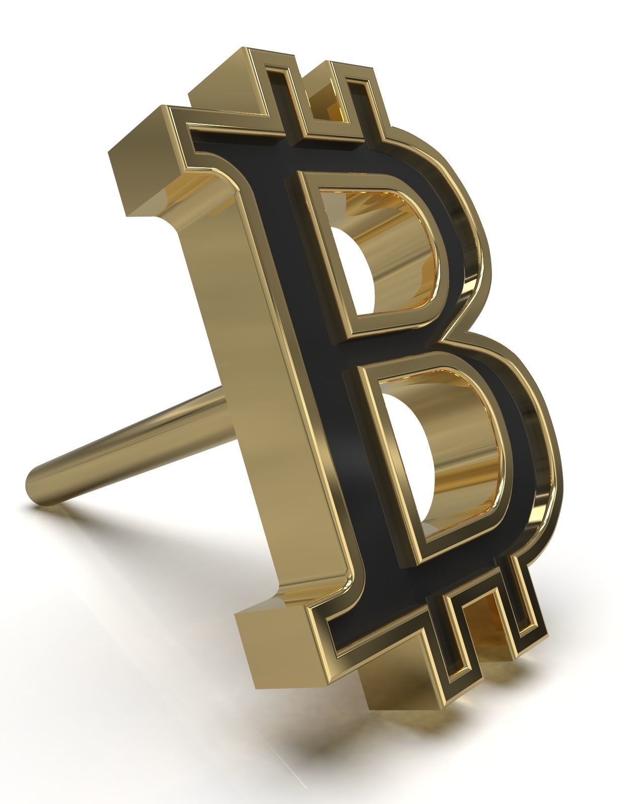 Bitcoin framed stud earring enamel ready 3D print model_6