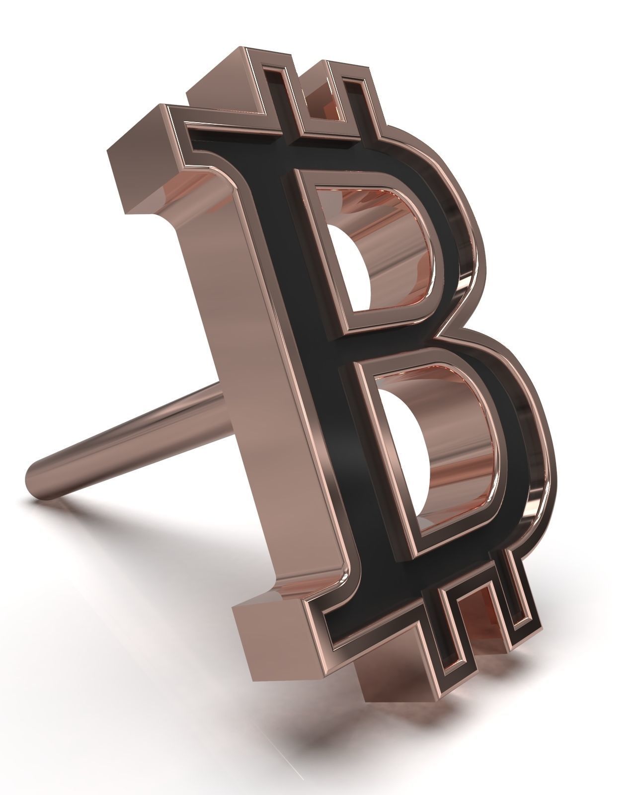 Bitcoin framed stud earring enamel ready 3D print model_5