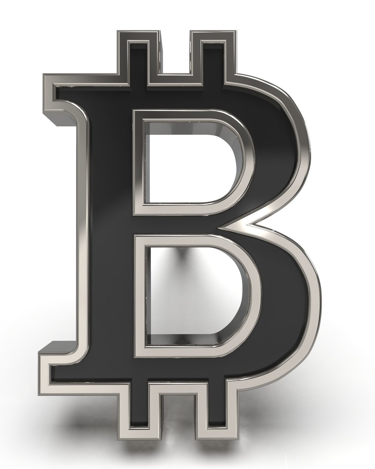 Bitcoin framed stud earring enamel ready 3D print model_8