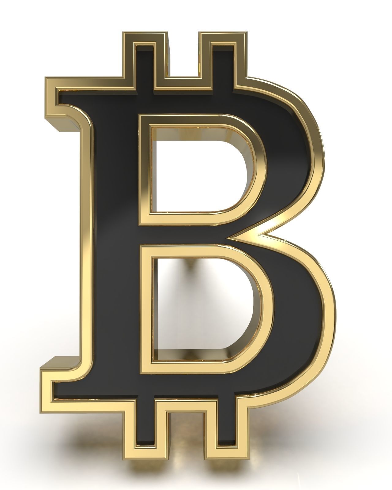 Bitcoin framed stud earring enamel ready 3D print model_9