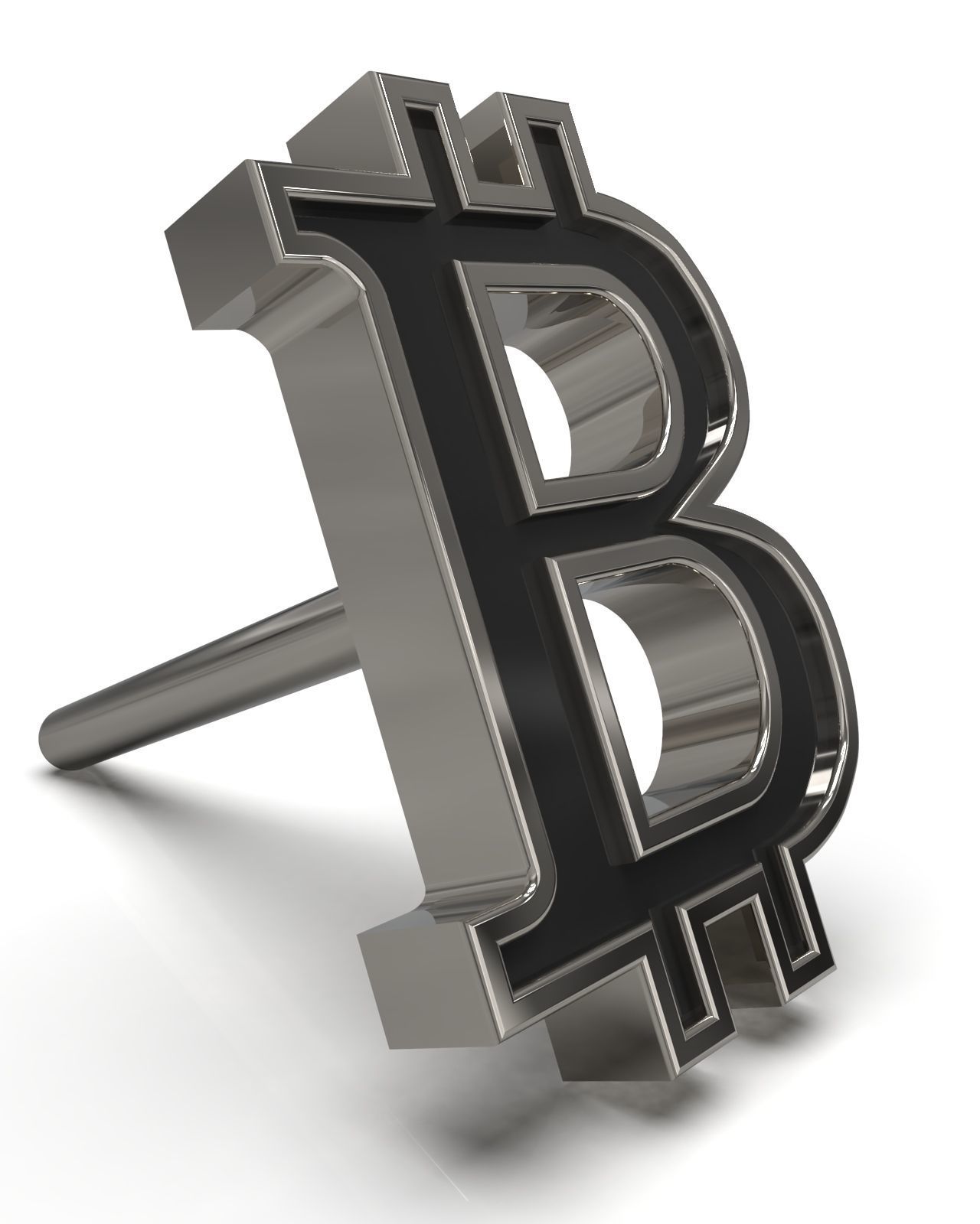 Bitcoin framed stud earring enamel ready 3D print model_7
