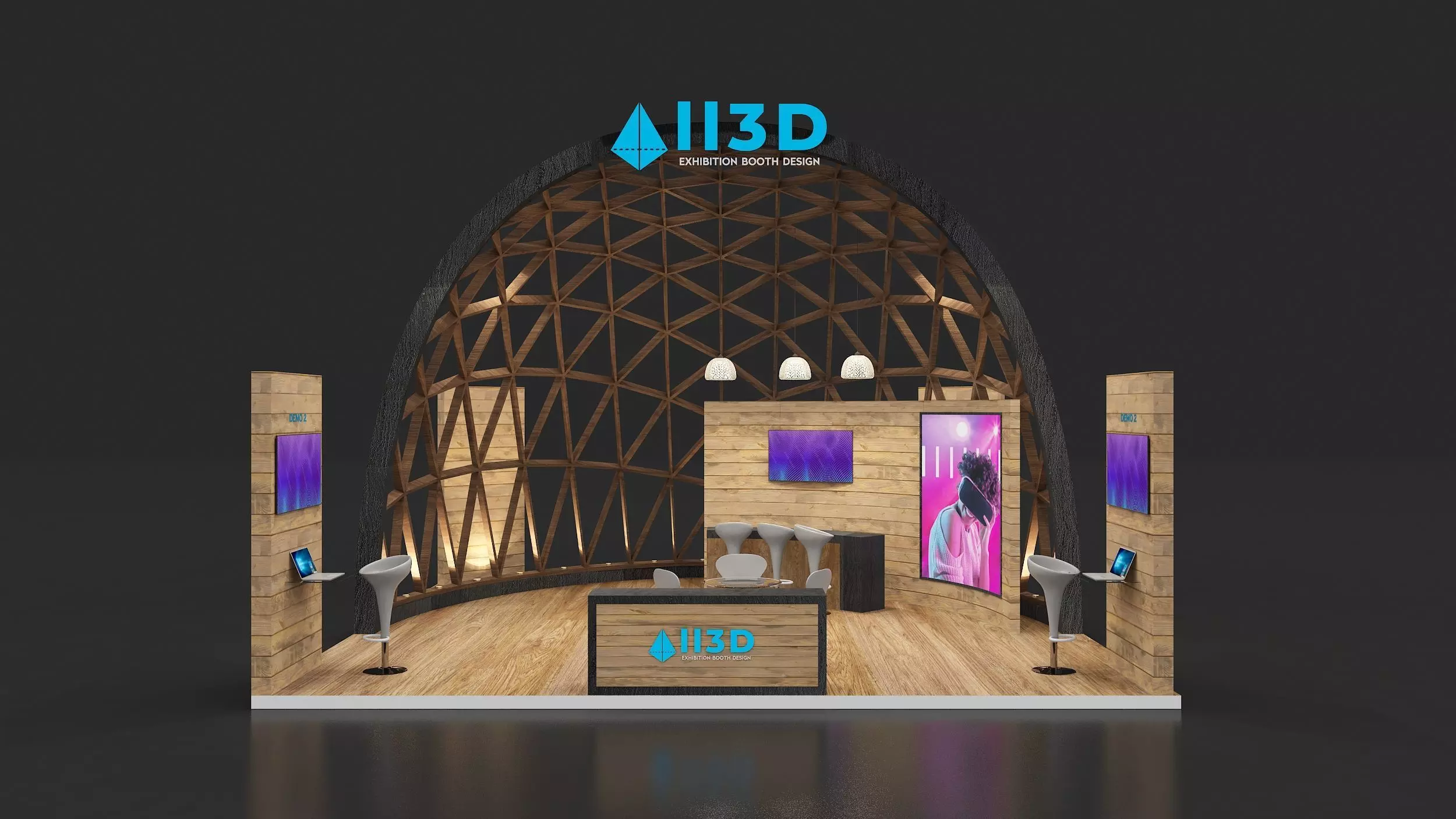 Exhibition Stand Stall Two Side Open 7X7 3D model