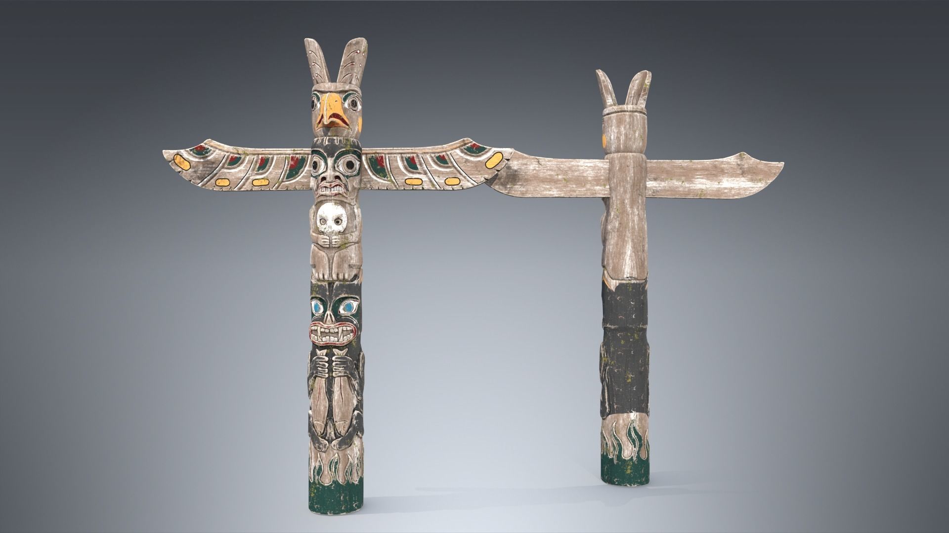 Totem Pole PBR Low-poly 3D model_3