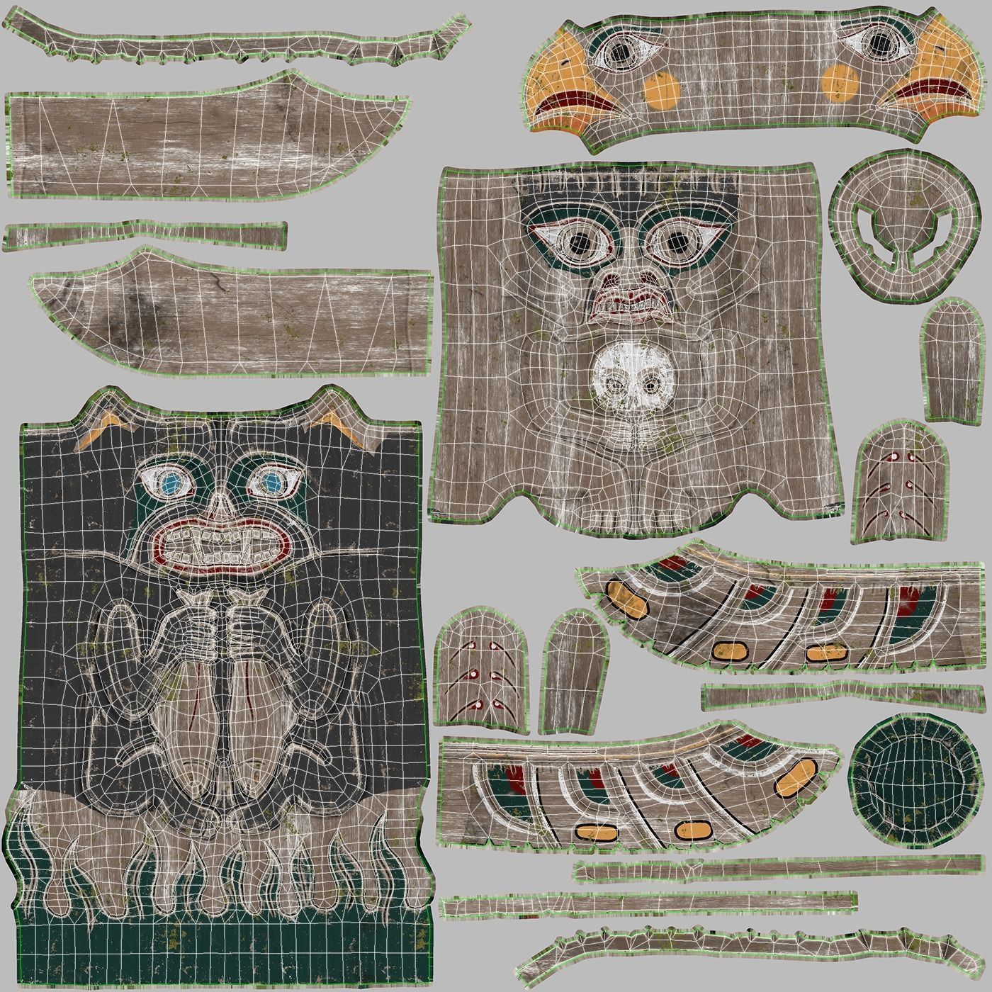 Totem Pole PBR Low-poly 3D model_10