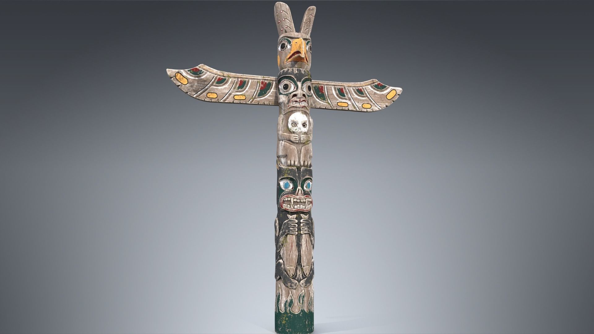 Totem Pole PBR Low-poly 3D model_2