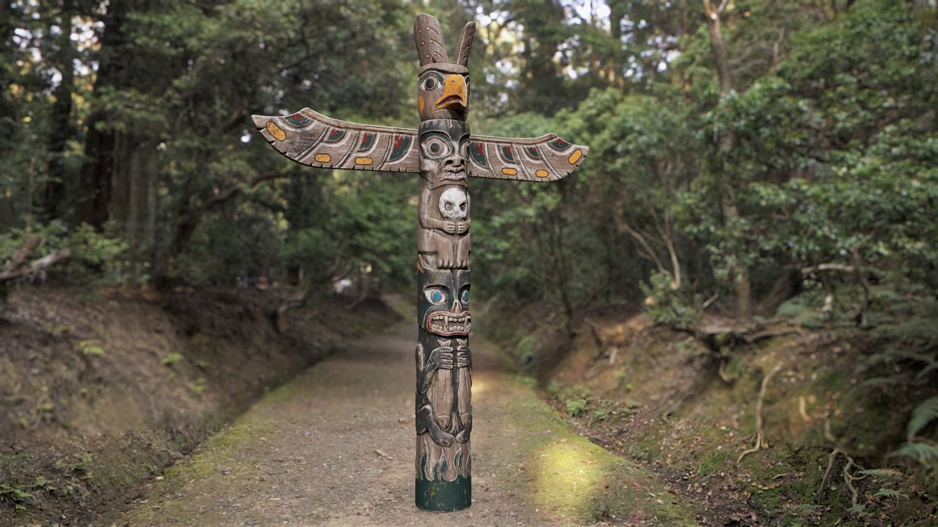 Totem Pole PBR Low-poly 3D model_1