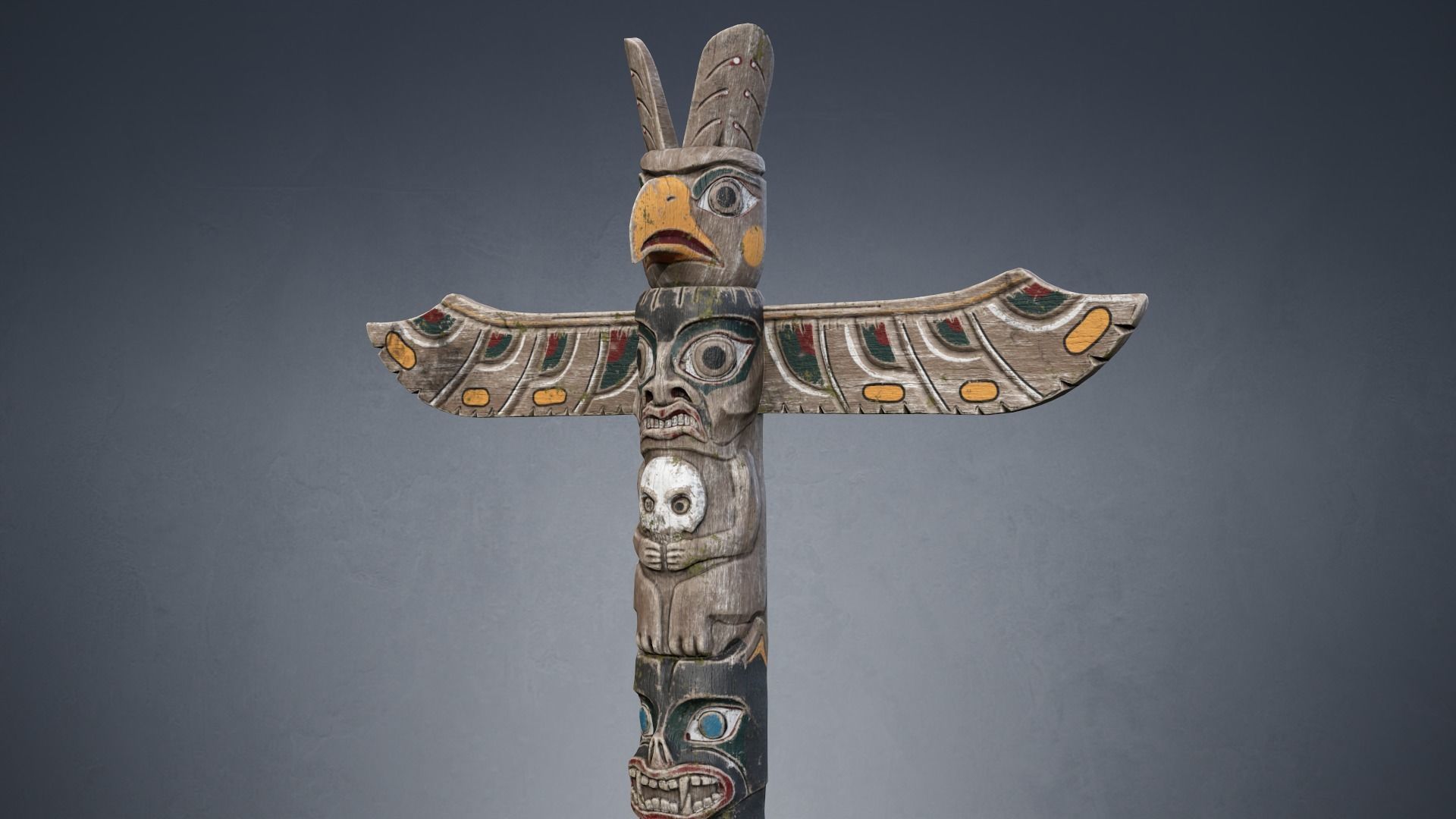 Totem Pole PBR Low-poly 3D model_5