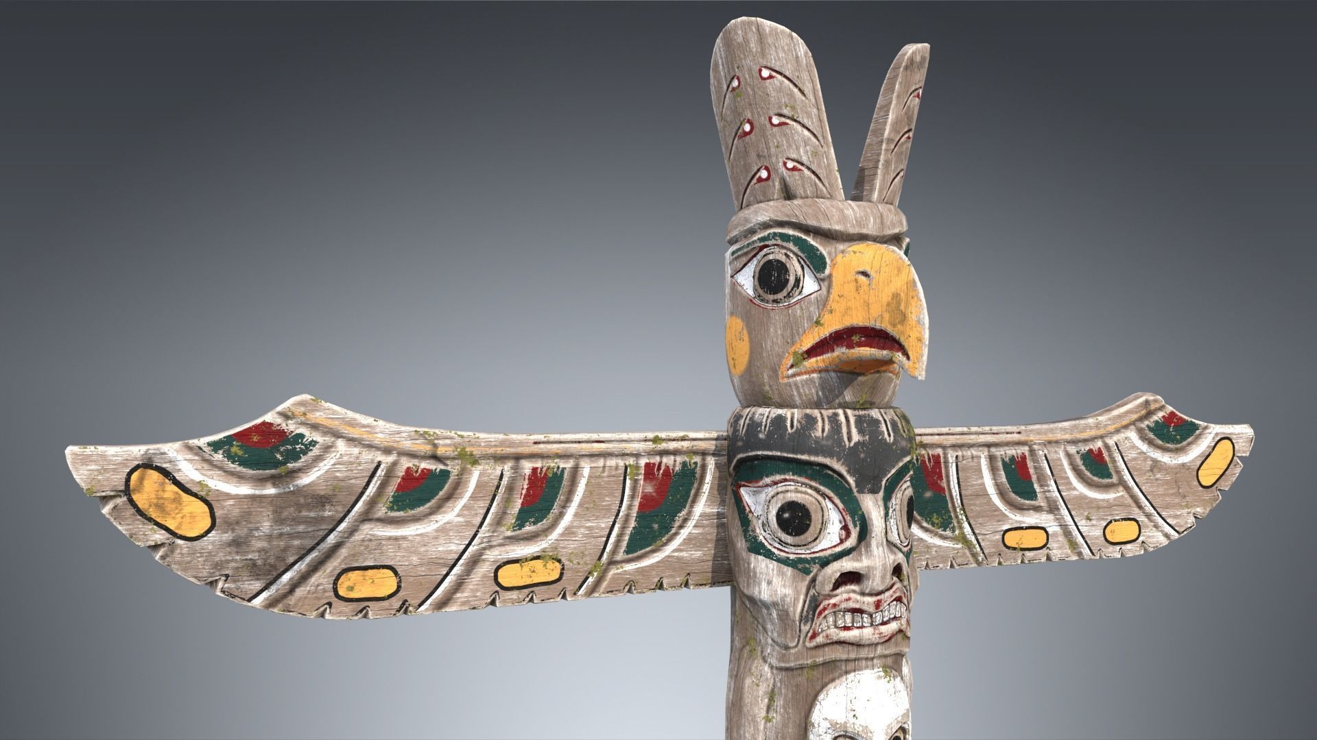 Totem Pole PBR Low-poly 3D model_4