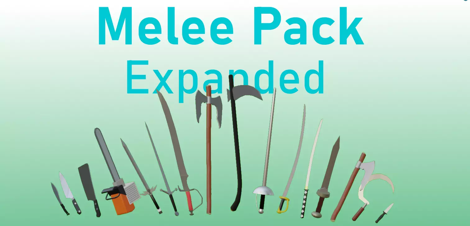 Expanded Melee Pack with 16 Weapons Low-poly 3D model