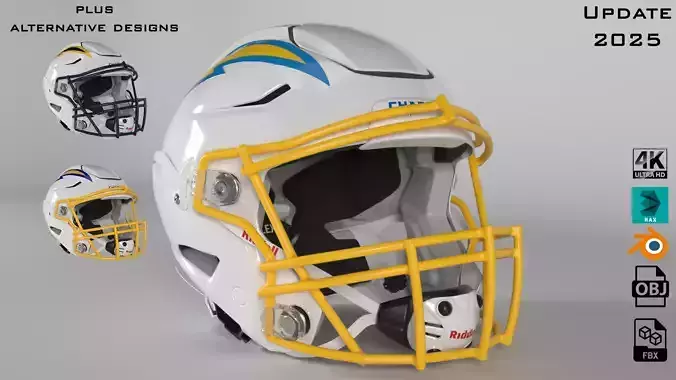 LOS ANGELES CHARGERS Helmet Football AFC WEST PBR updated 2025 3D model