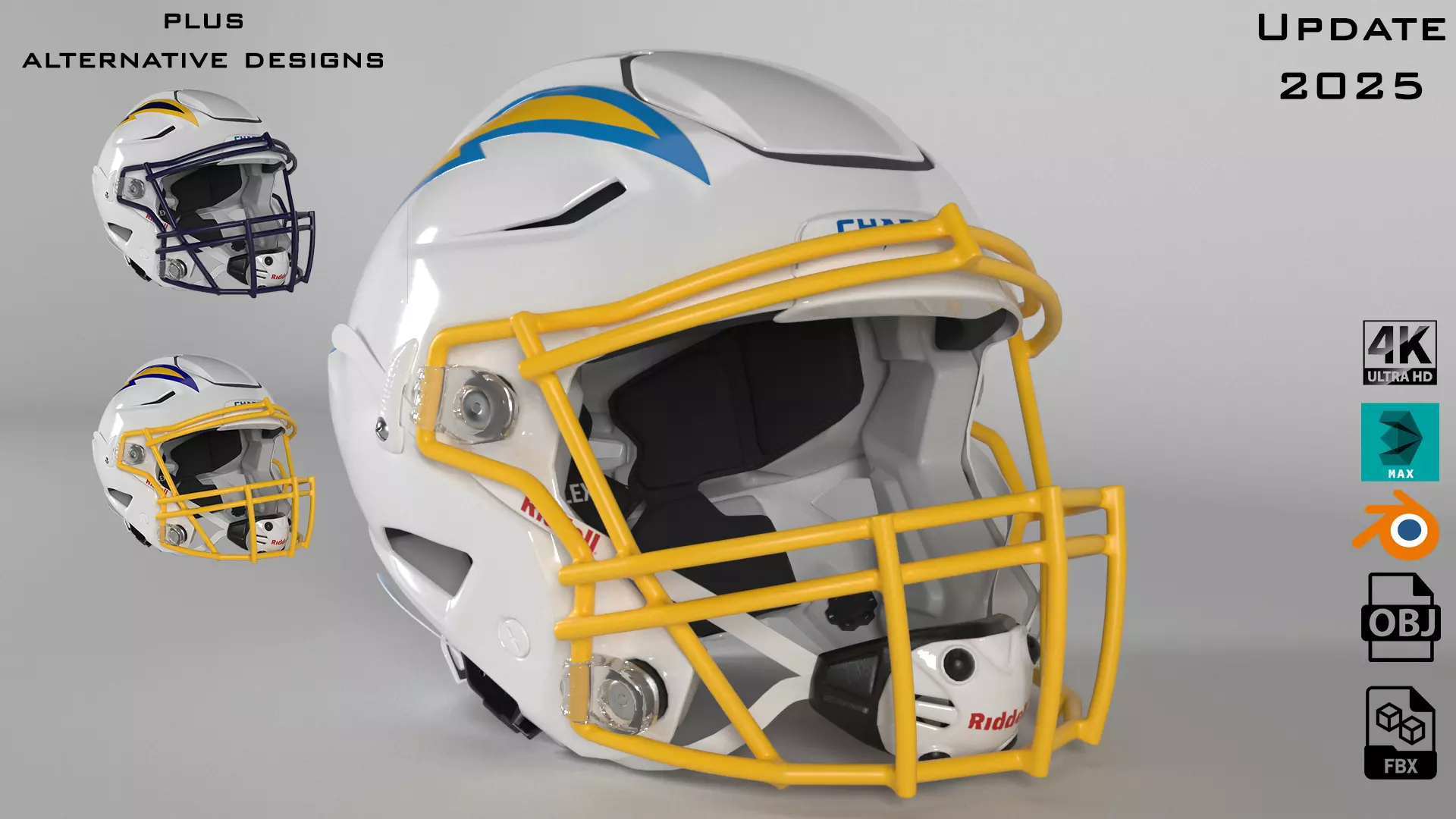 LOS ANGELES CHARGERS Helmet Football AFC WEST PBR updated 2025 3D model_0