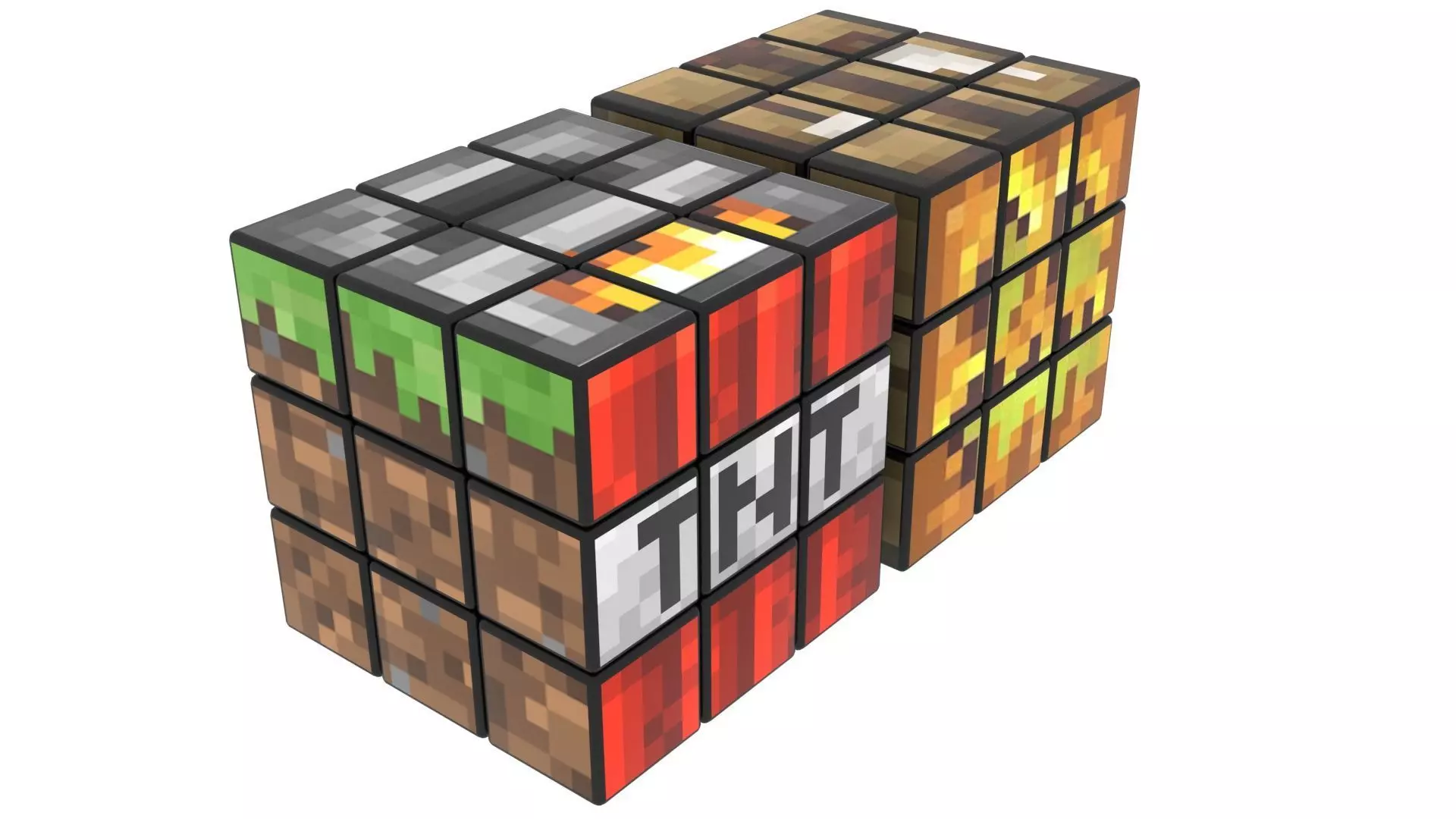 Rubiks Cubes Set With Minecraft Blocks 3D model