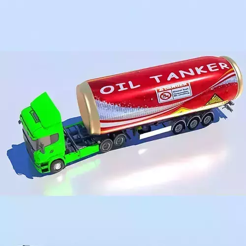 Premium Oil Tanker Truck Fuel Tanker 3D Model - High-Quality Low-poly 3D model