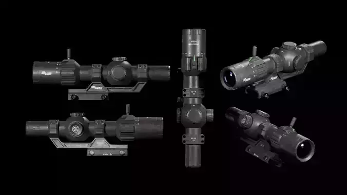 TANGO-MSR LPVO 1-6X24MM Scope Low-poly 3D model