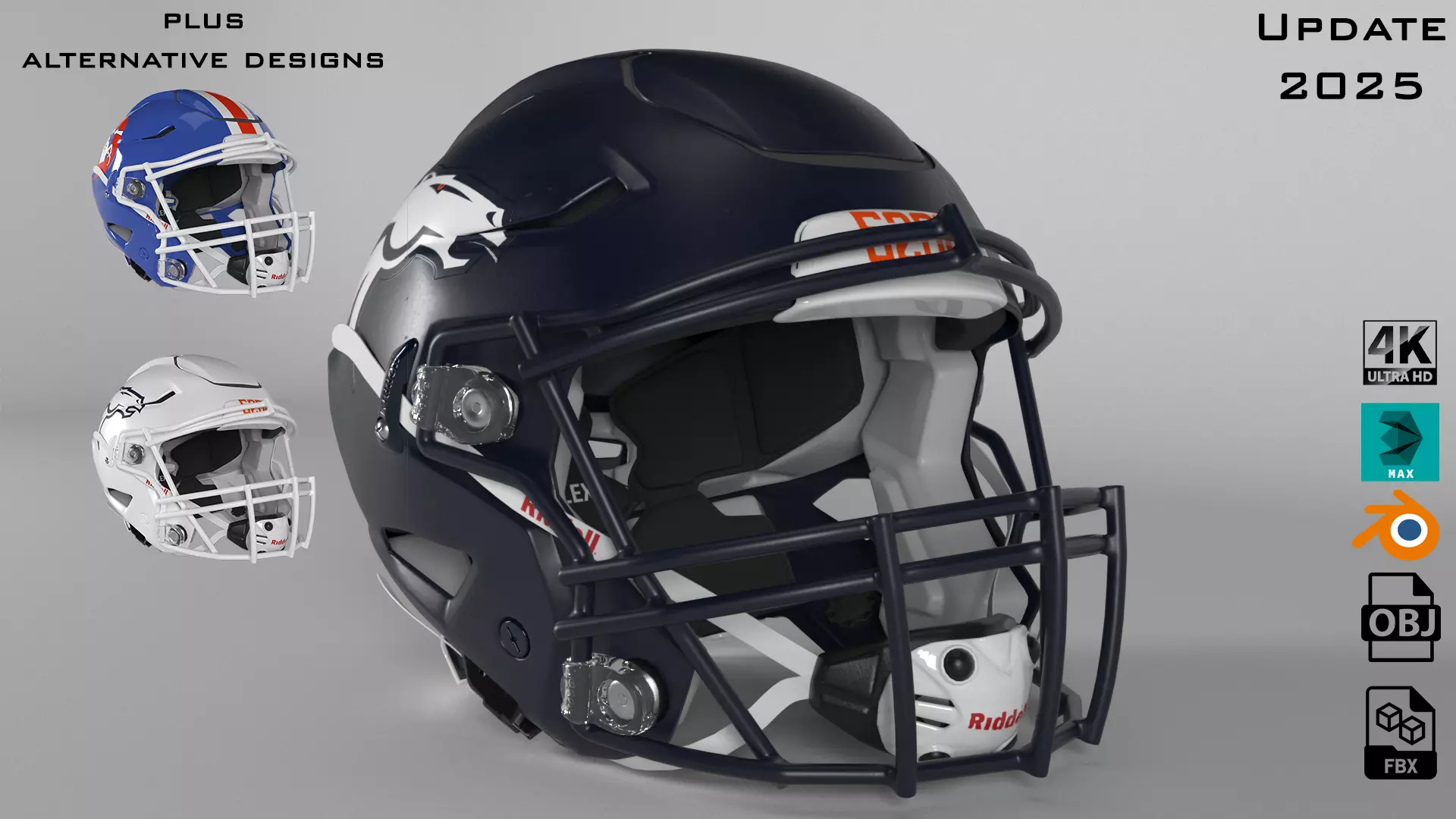 DENVER BRONCOS Helmet Football AFC WEST PBR updated 2025 3D model_0