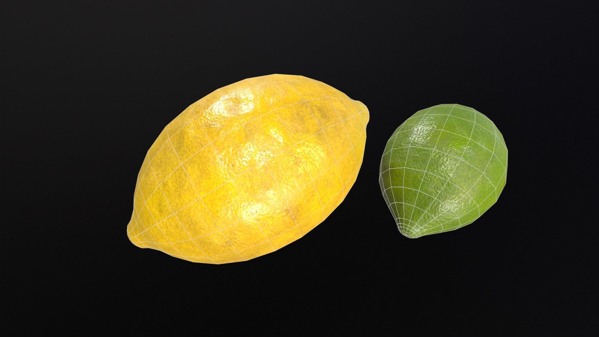 Lemon and Lime Low-poly 3D model_7