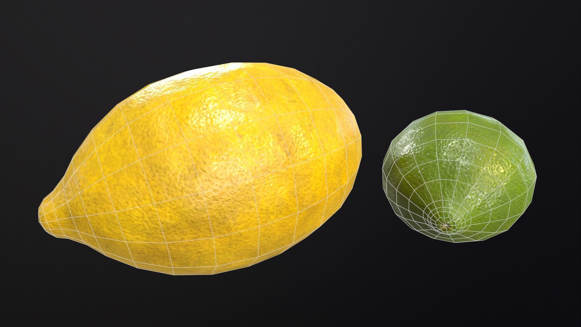 Lemon and Lime Low-poly 3D model_5