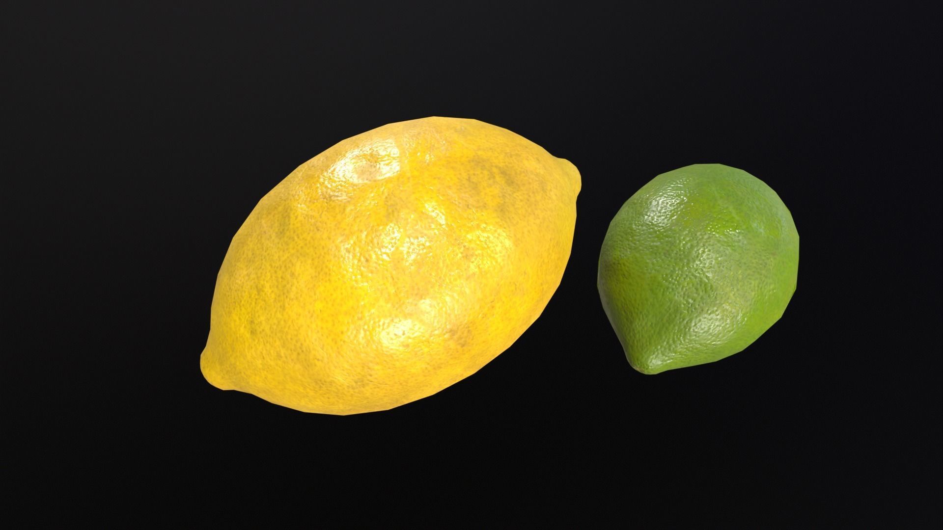Lemon and Lime Low-poly 3D model_6