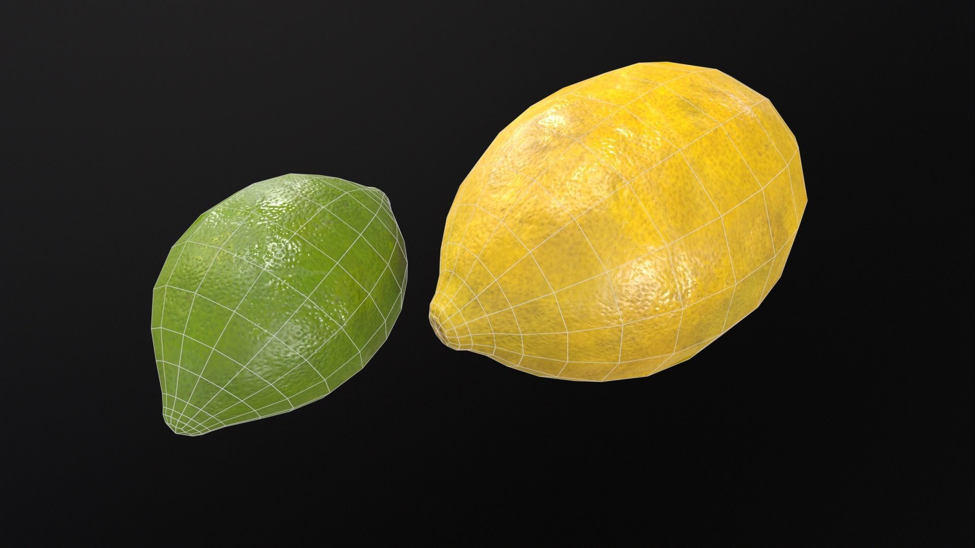 Lemon and Lime Low-poly 3D model_9