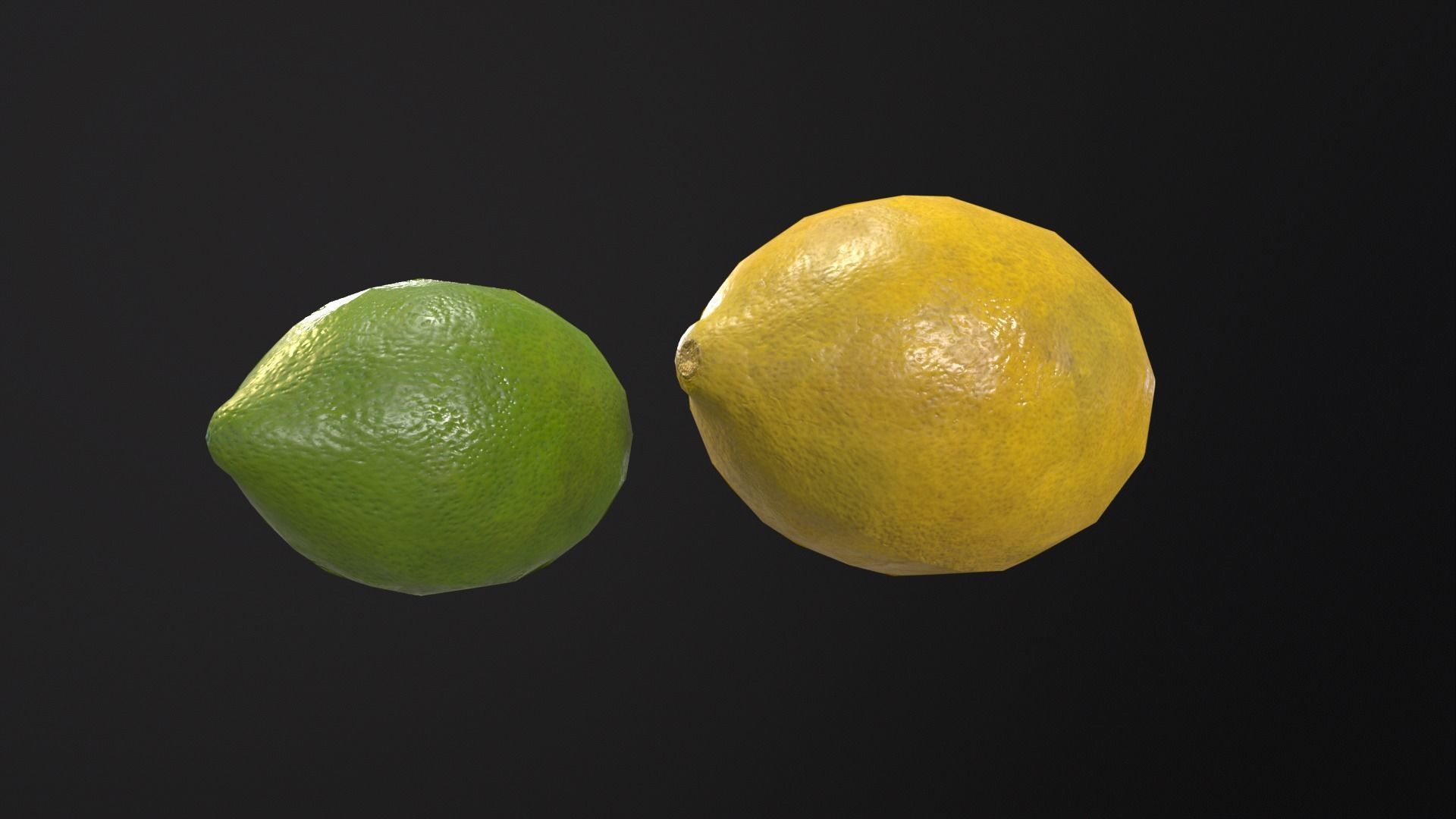 Lemon and Lime Low-poly 3D model_10