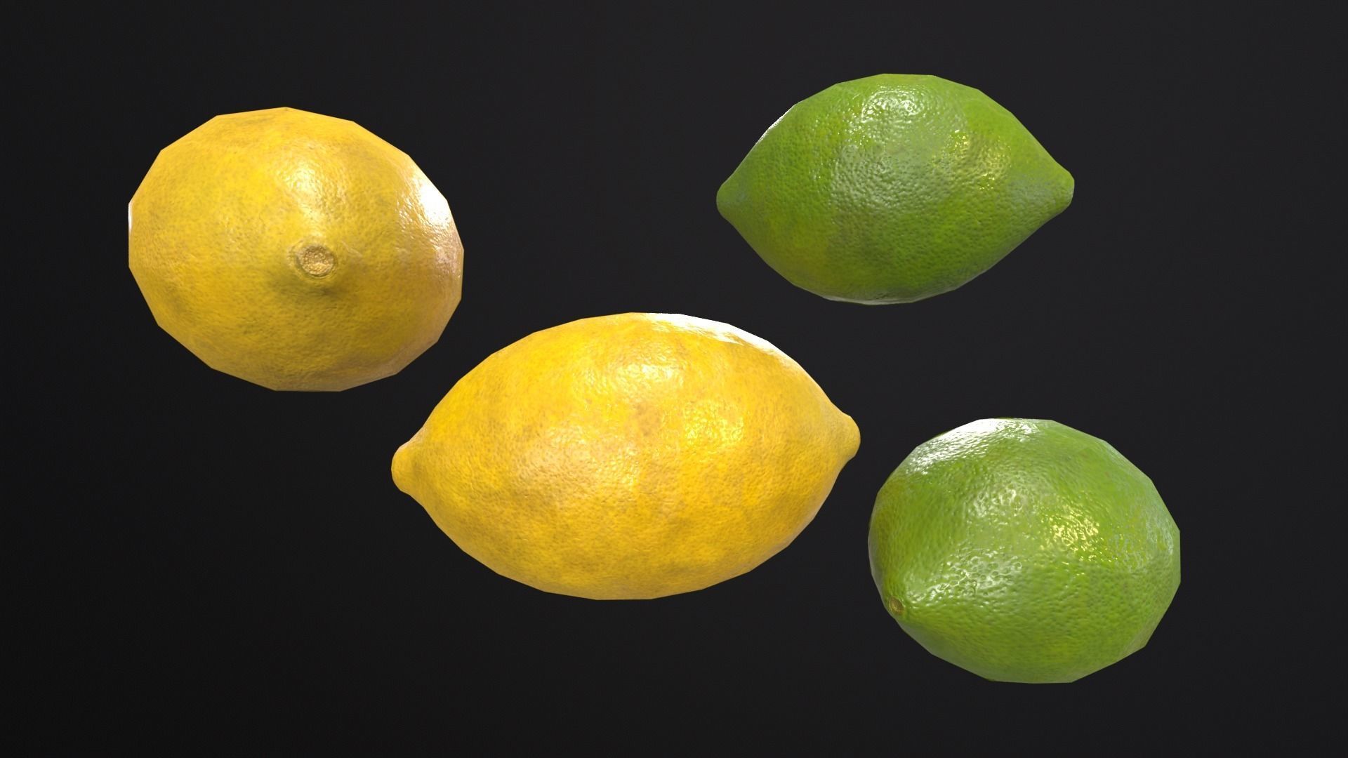 Lemon and Lime Low-poly 3D model_2