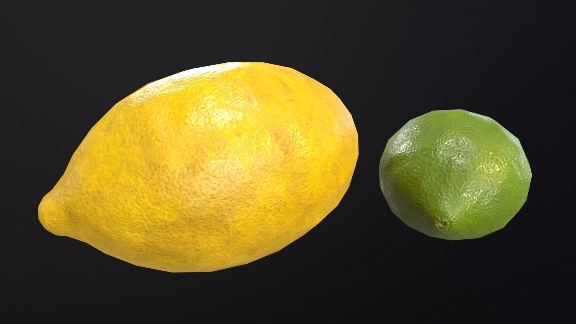 Lemon and Lime Low-poly 3D model_4