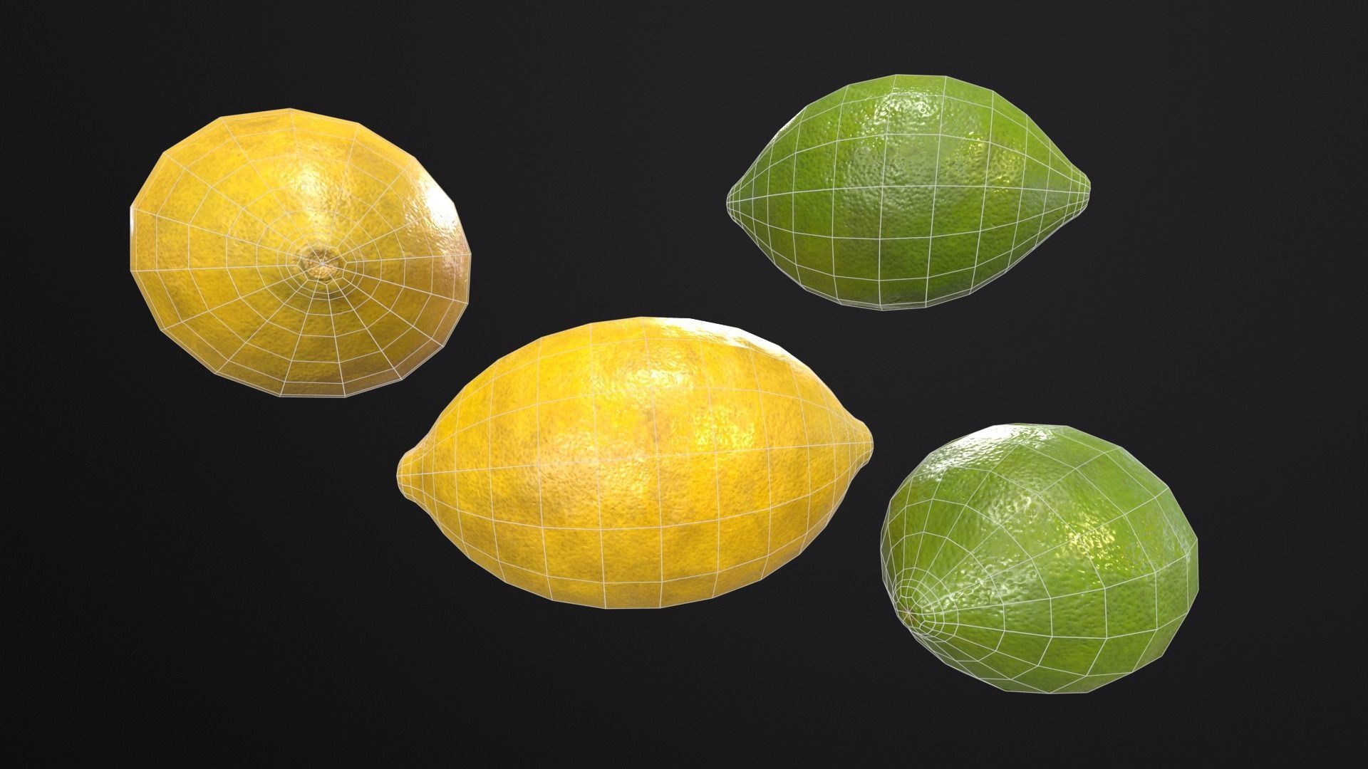 Lemon and Lime Low-poly 3D model_3