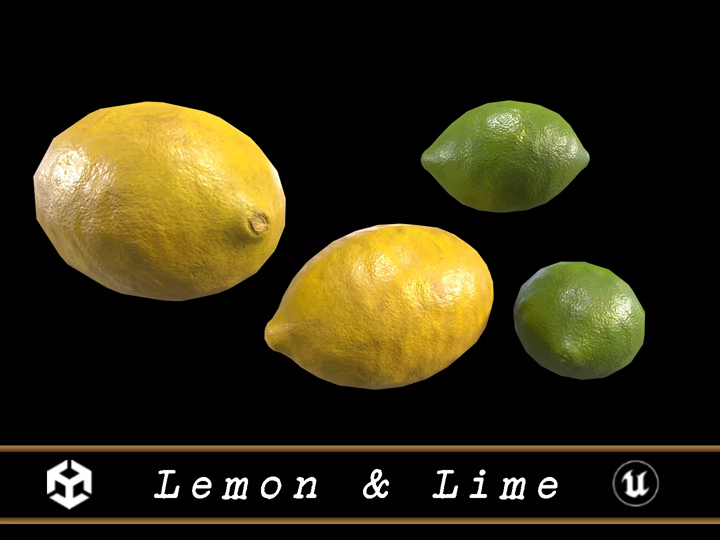 Lemon and Lime Low-poly 3D model_0