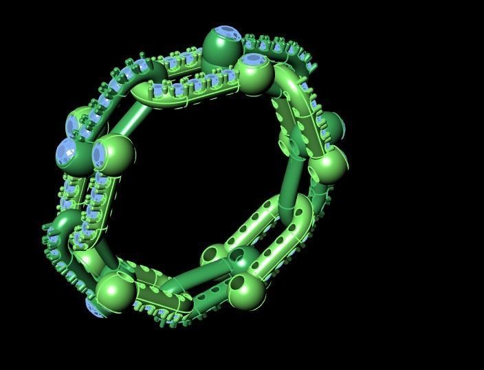 Gold Diamond Ring Bend Ring 3D model_4