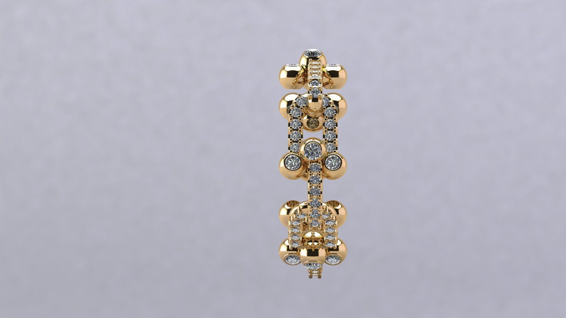 Gold Diamond Ring Bend Ring 3D model_3