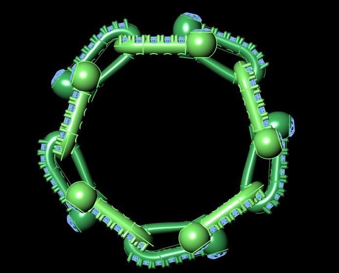 Gold Diamond Ring Bend Ring 3D model_5