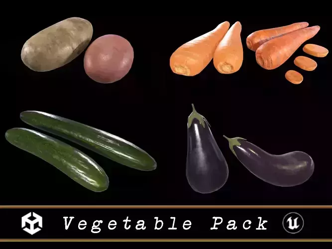 Vegetables food pack 3D Model Collection