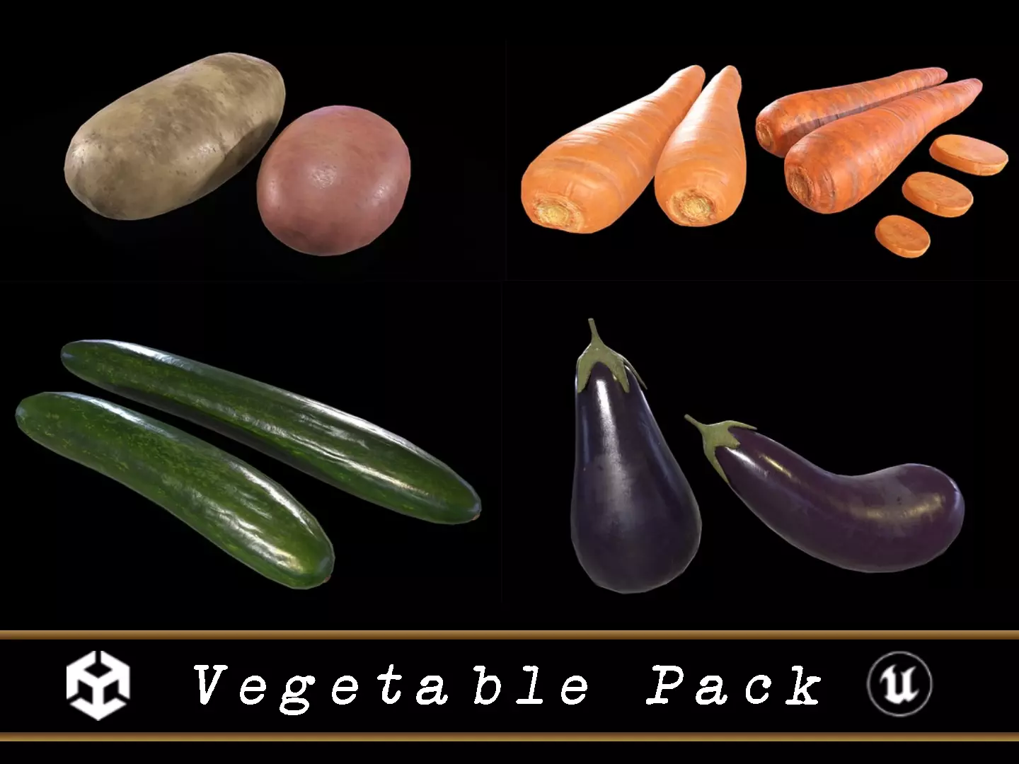 Vegetables food pack 3D Model Collection_0