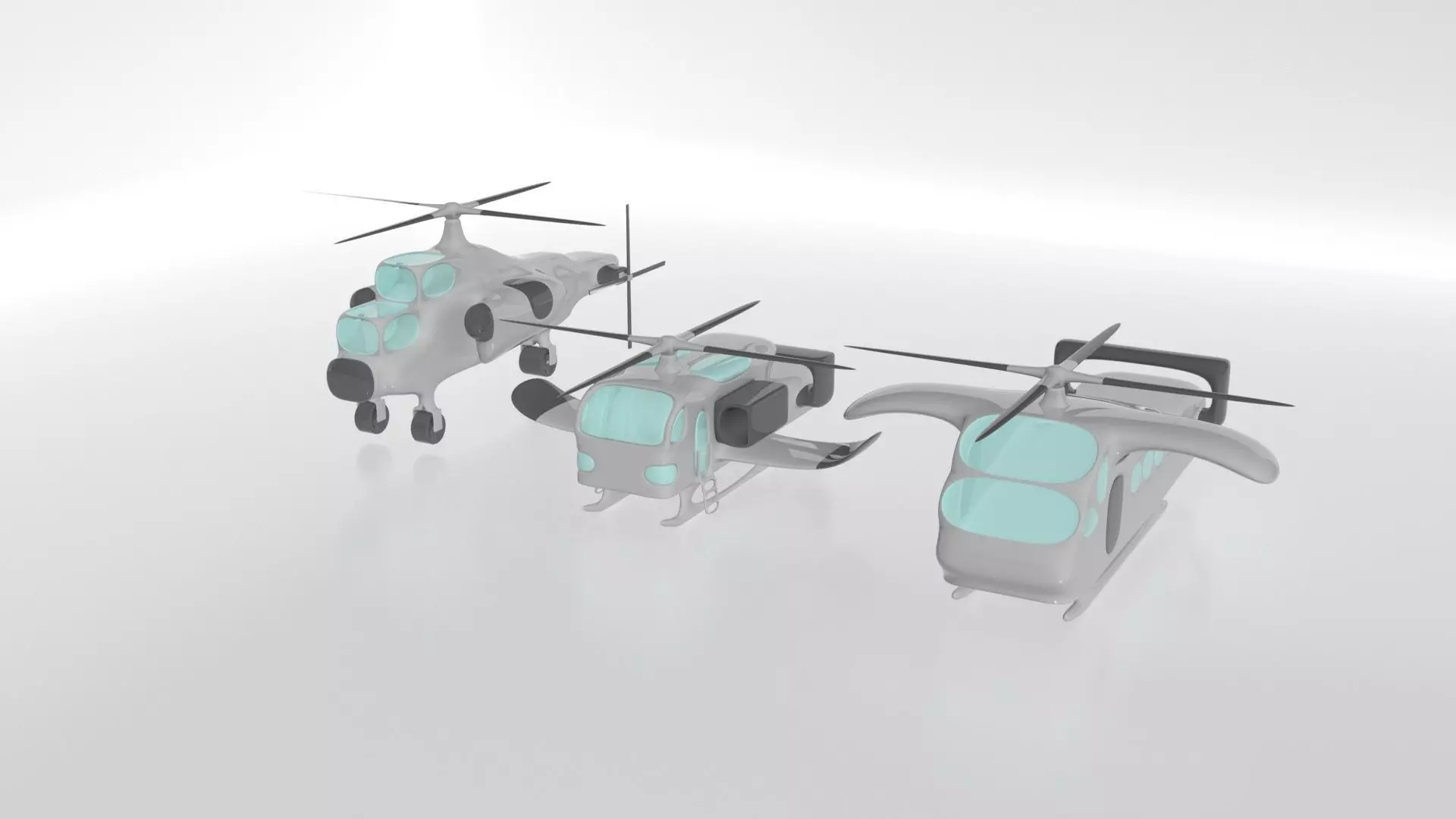 3 helicopters 3D model_0