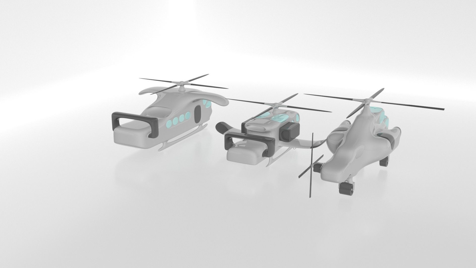 3 helicopters 3D model_1