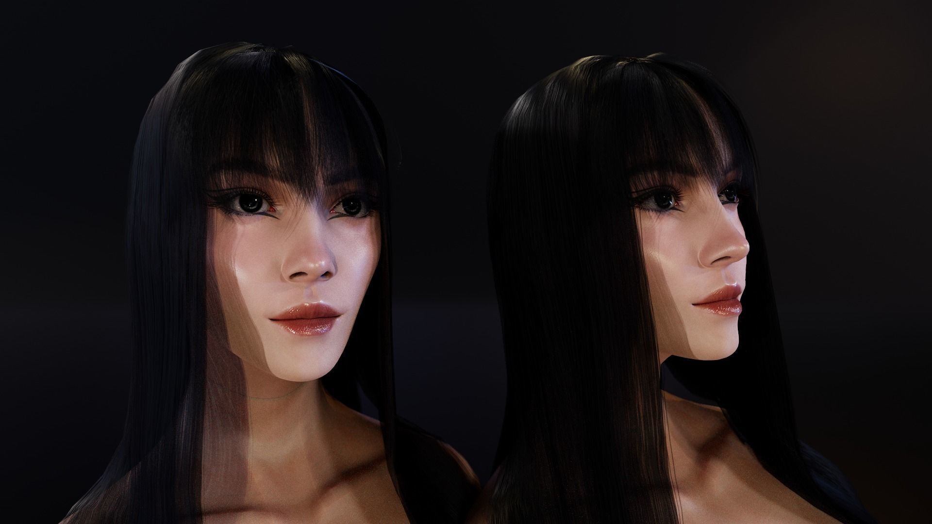 Girl Nicoletta Nude - Game Ready Low-poly 3D model_6