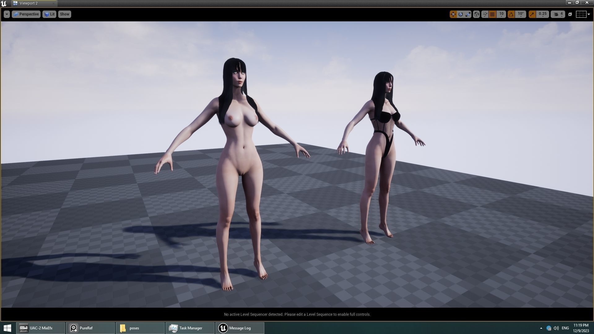 Girl Nicoletta Nude - Game Ready Low-poly 3D model_9