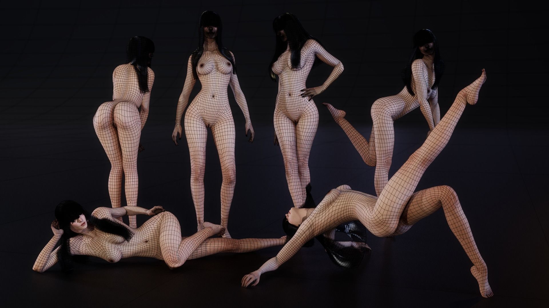 Girl Nicoletta Nude - Game Ready Low-poly 3D model_8