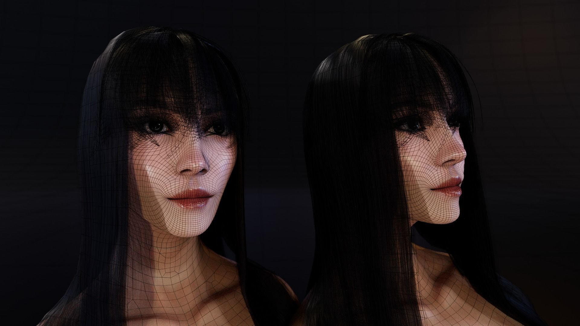 Girl Nicoletta Nude - Game Ready Low-poly 3D model_7