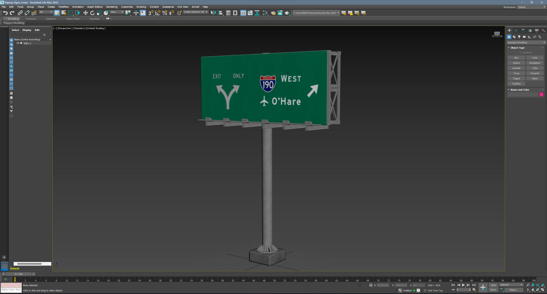 Highway Sign 01 Low-poly 3D model_14