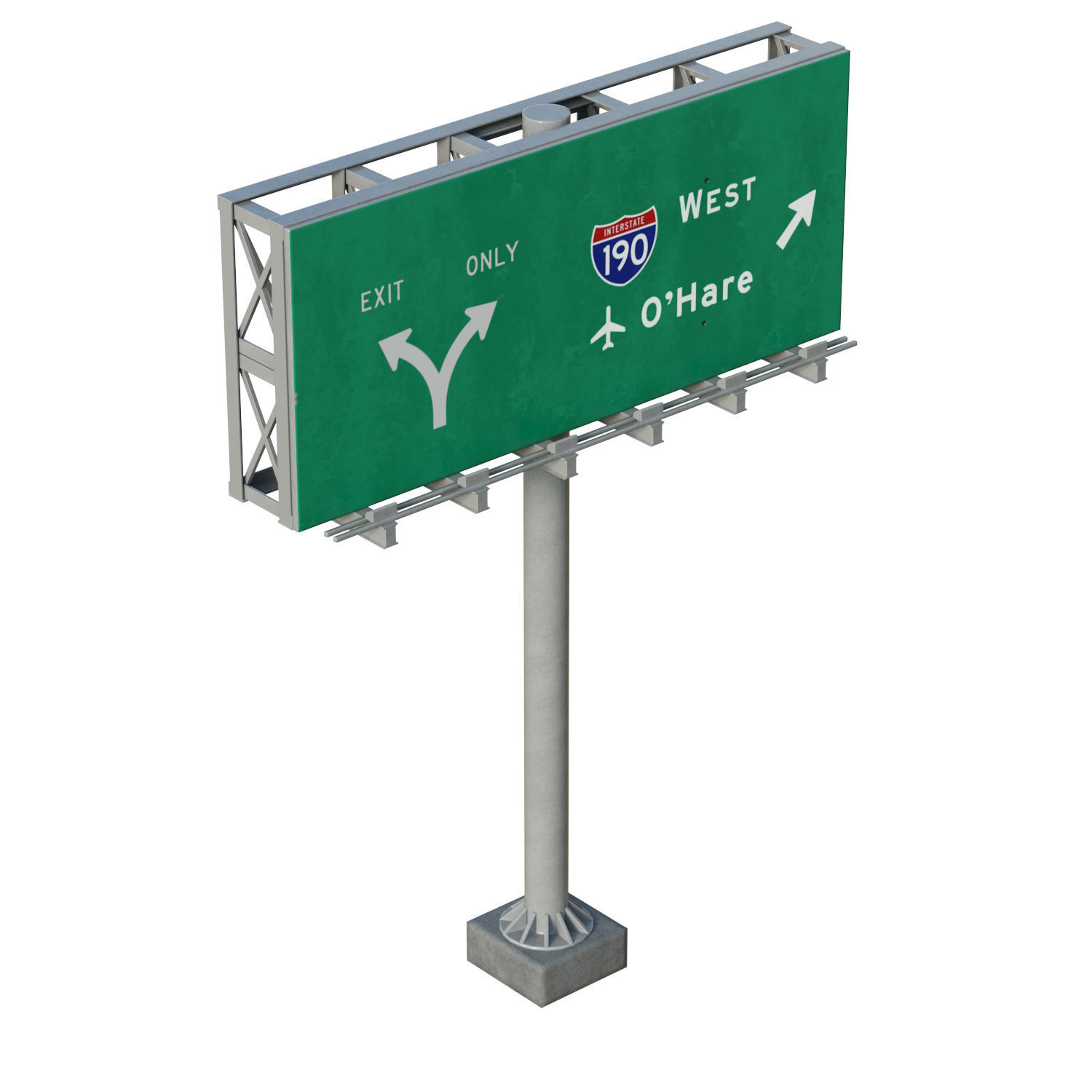 Highway Sign 01 Low-poly 3D model_3