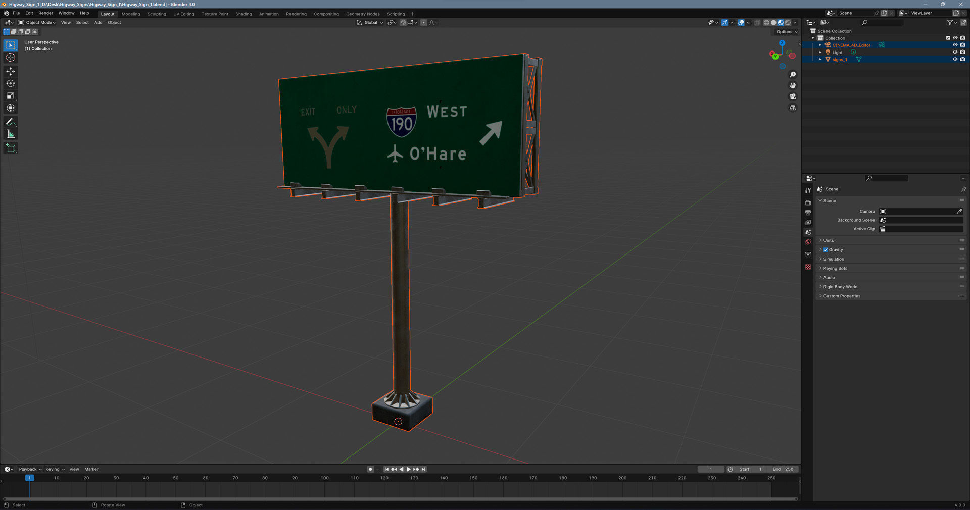 Highway Sign 01 Low-poly 3D model_12