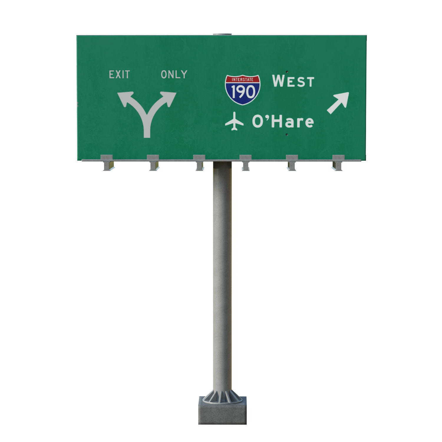 Highway Sign 01 Low-poly 3D model_1